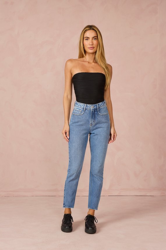 Calça Jeans Feminina Mom Cigarrete com Cintura Alta - DZ21209