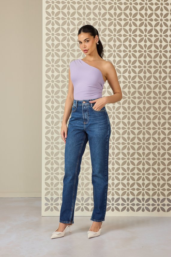 Calça Jeans Feminina Reta Tradicional com Cintura Alta - DZ21188