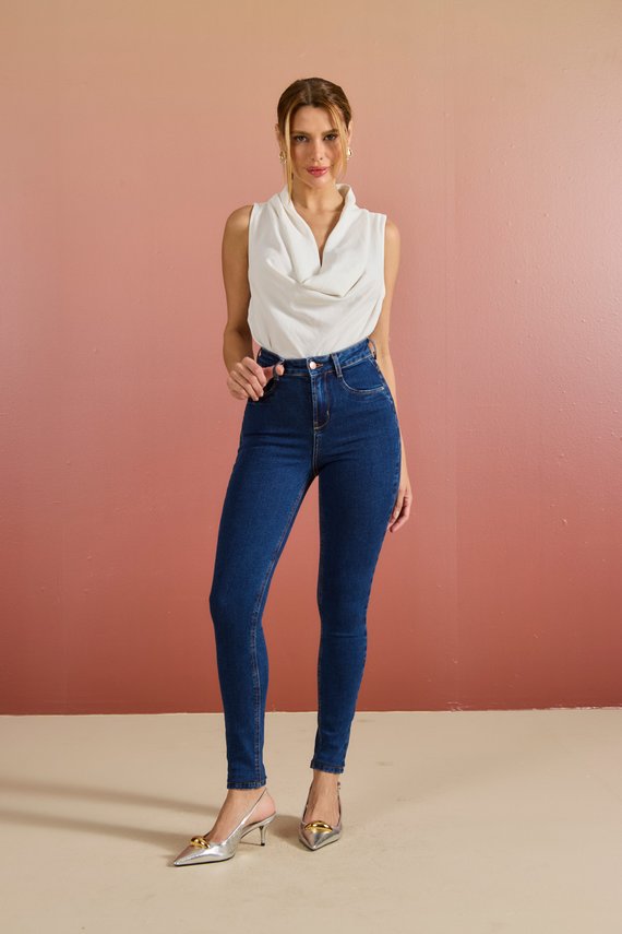 Calça Jeans Feminina Skinny Cigarrete com Cintura Média - DZ21195