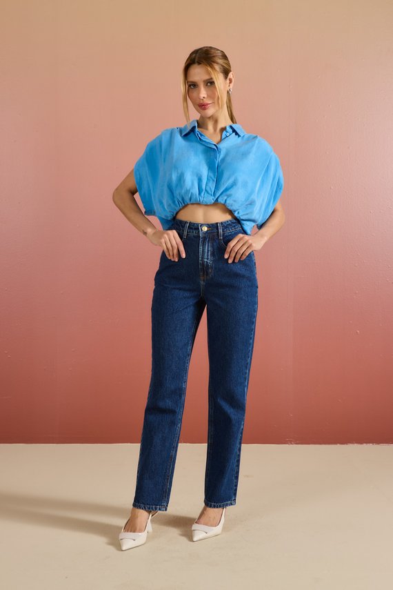 Calça Jeans Feminina Reta Tradicional com Cintura Alta - DZ21215