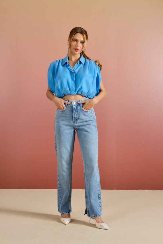 Calça Jeans Feminina Reta Tradicional com Cintura Alta - DZ21217