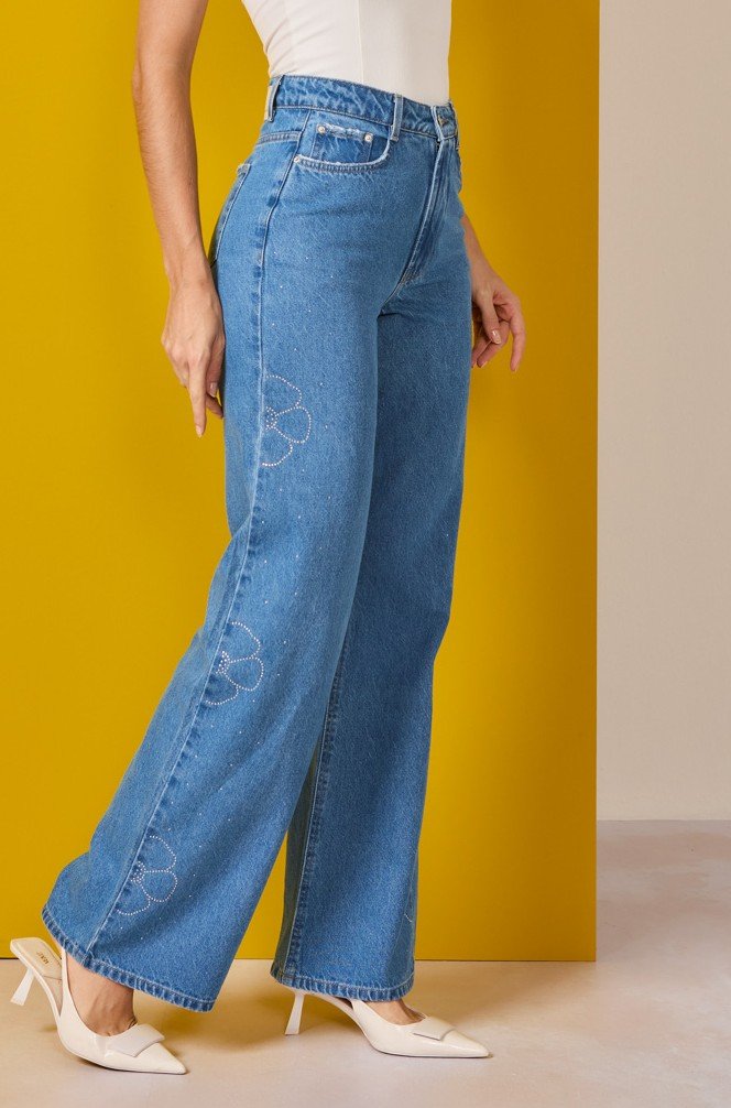 dz21160 alg calca jeans feminina wide leg alongada com cintura alta lado 2