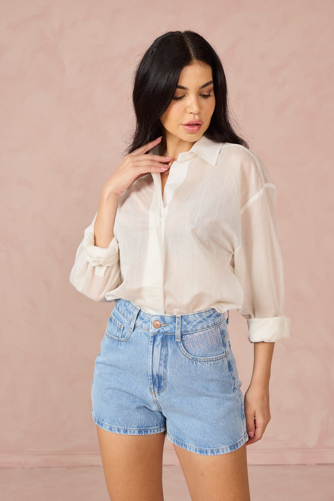 dz6827 alg shorts jeans feminino mom curto com cintura alta frente 1