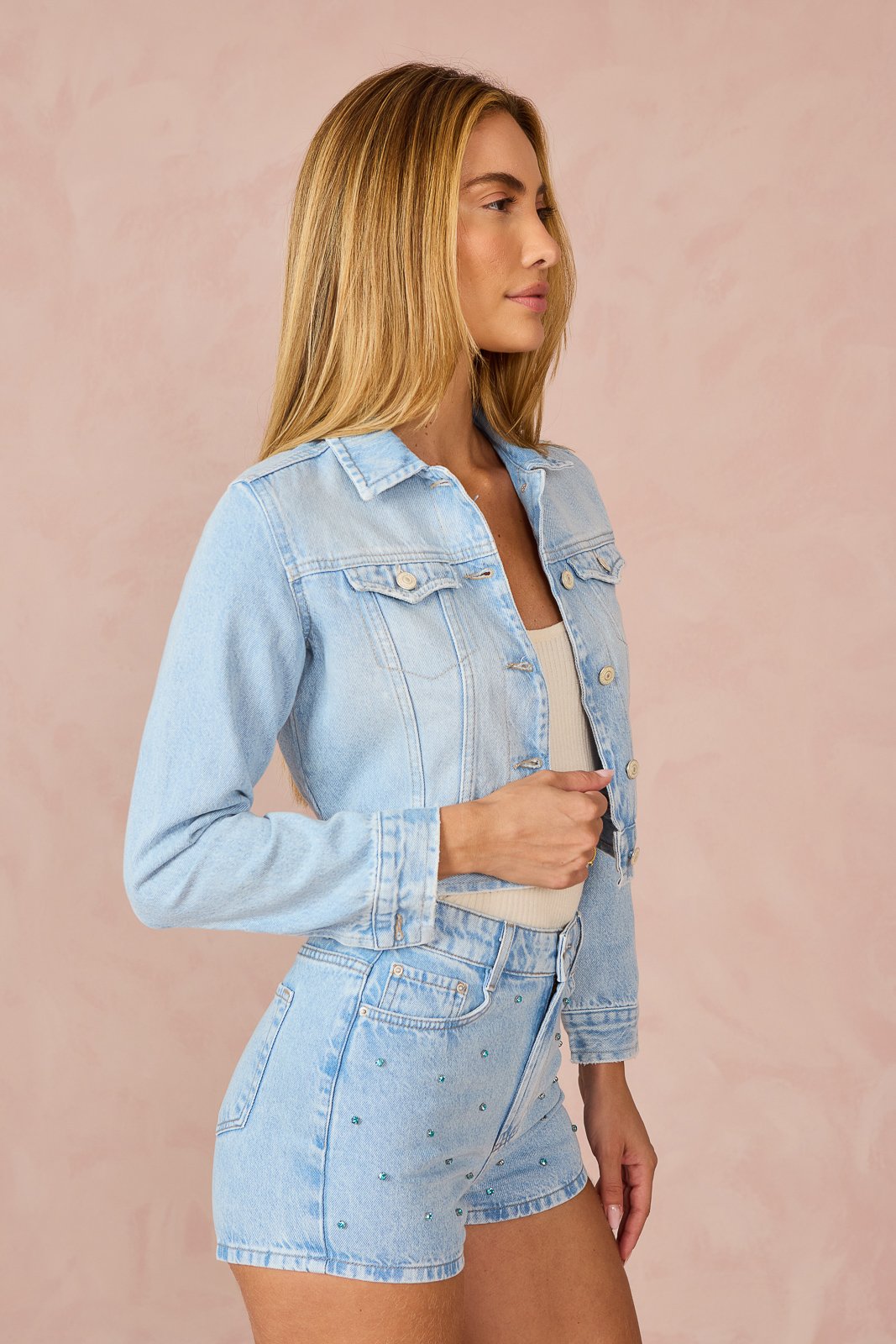 dz9245 alg jaqueta jeans feminina regular cropped com manga longa lado 4