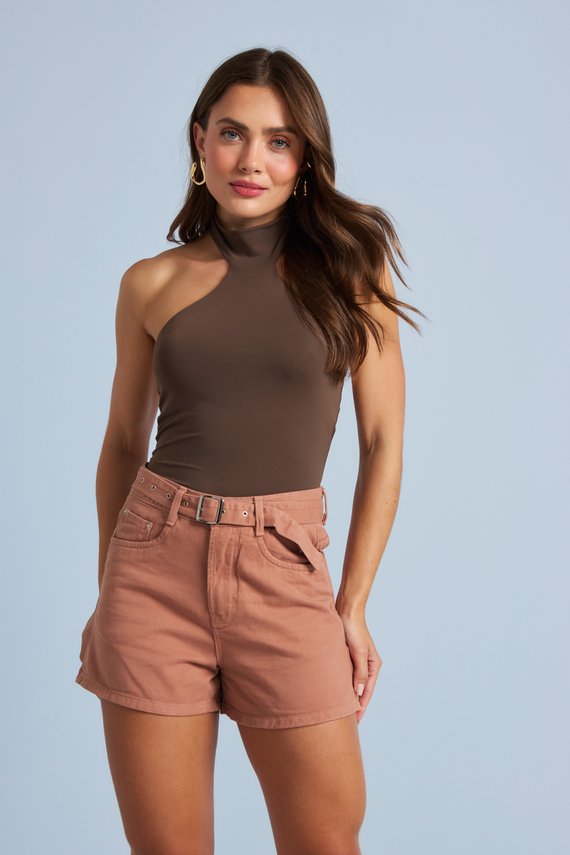 Shorts Jeans Feminino Mom Curto com Cintura Alta - DZ6854