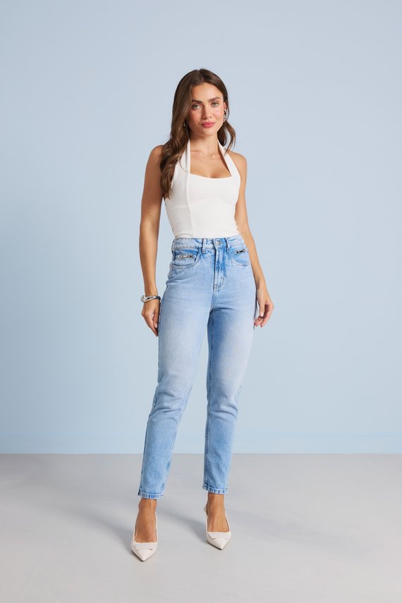 Calça Jeans Feminina Mom Cigarrete com Cintura Alta - DZ21247