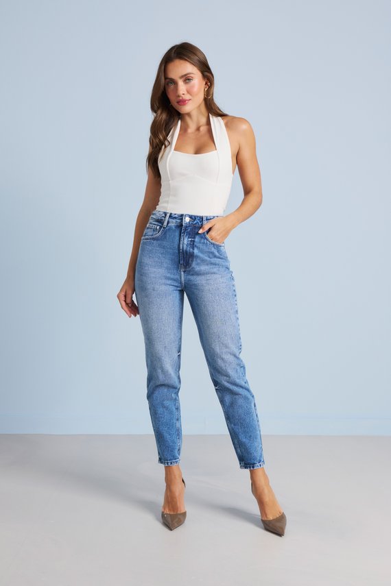 Calça Jeans Feminina Slouchy Cigarrete Cintura Alta - DZ21252