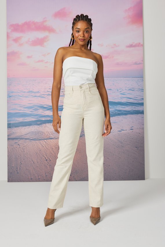 Calça Jeans Feminina Reta Tradicional com Cintura Alta - DZ21253