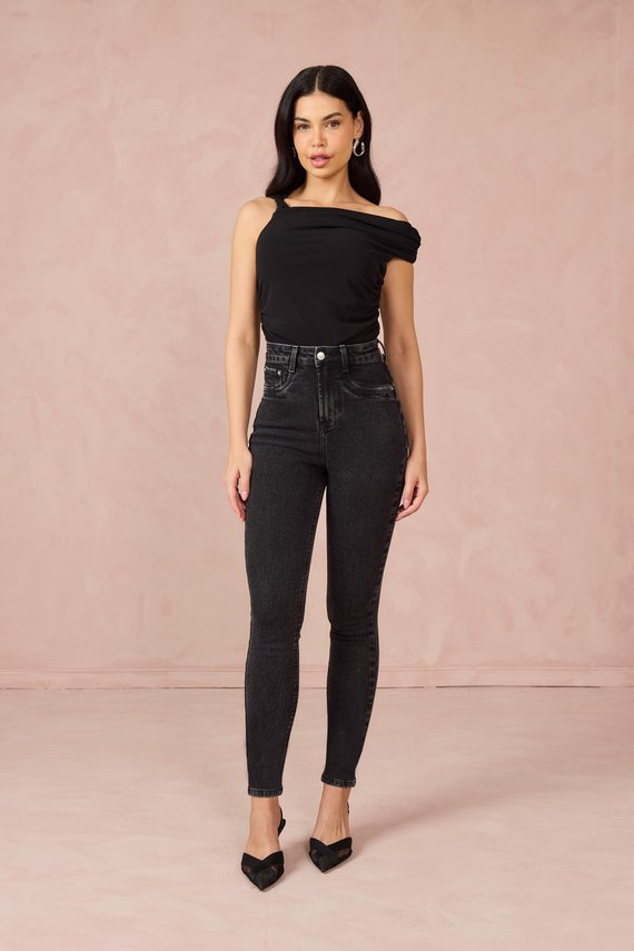 Calça Jeans Feminina Skinny Cigarrete com Cintura Hot Pants - DZ21175