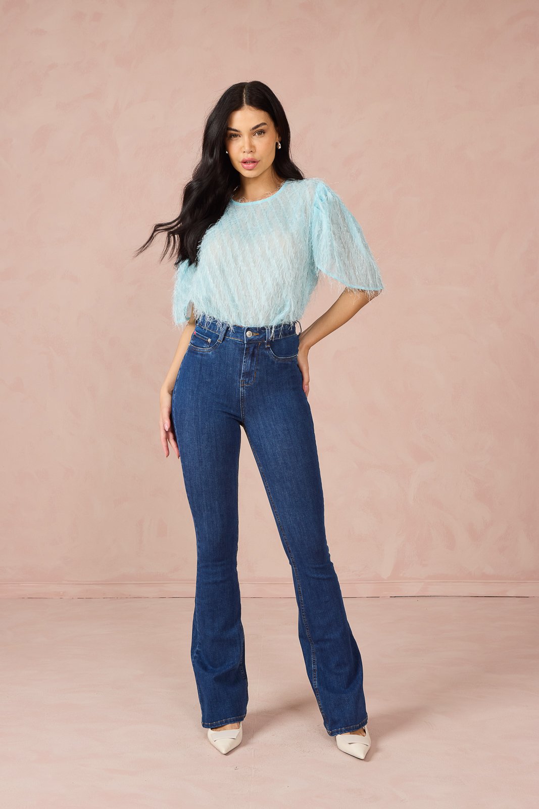 dz21179 ts calca jeans feminina flare alongada com cintura media frente 4