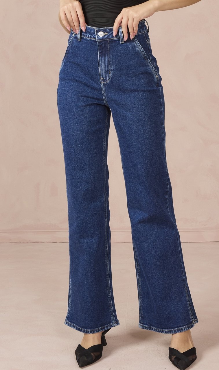 dz21191 com calca jeans feminina wide leg fit cigarrete com cintura alta frente 3