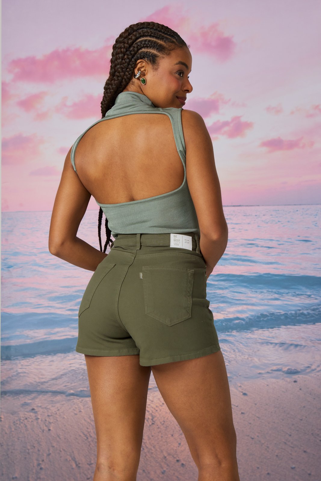 dz6847 com shorts jeans feminino setentinha fit mini com cintura alta costas 4