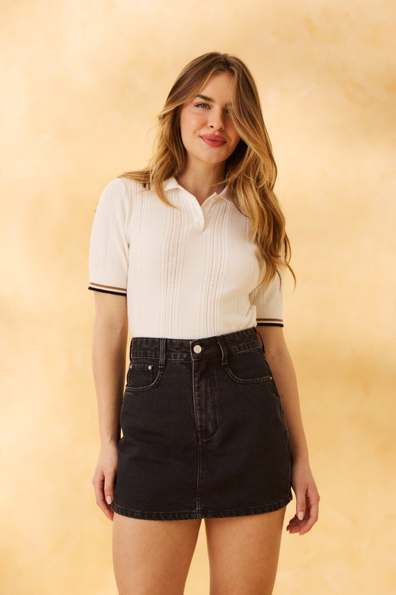 Shorts Saia Jeans Feminino Mini com Cintura Alta - DZ6868