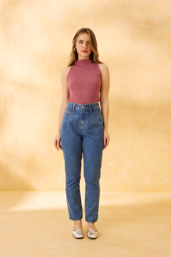 Calça Jeans Feminina Mom Cigarrete com Cintura Alta - DZ21275