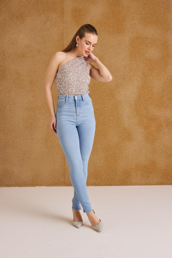 Calça Jeans Feminina Skinny Cigarrete com Cintura Hot Pants - DZ21268