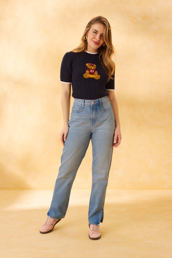 Calça Jeans Feminina Reta Tradicional com Cintura Alta - DZ21282