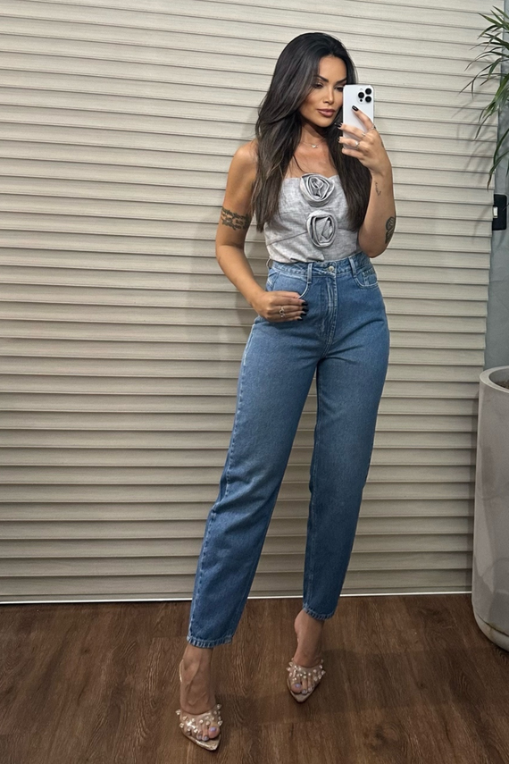 Calça Jeans Feminina Slouchy Cigarrete com Cintura Alta - DZ21038