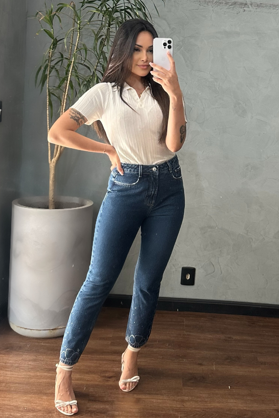 Calça Jeans Feminina Mom Cigarrete com Cintura Alta - DZ21182