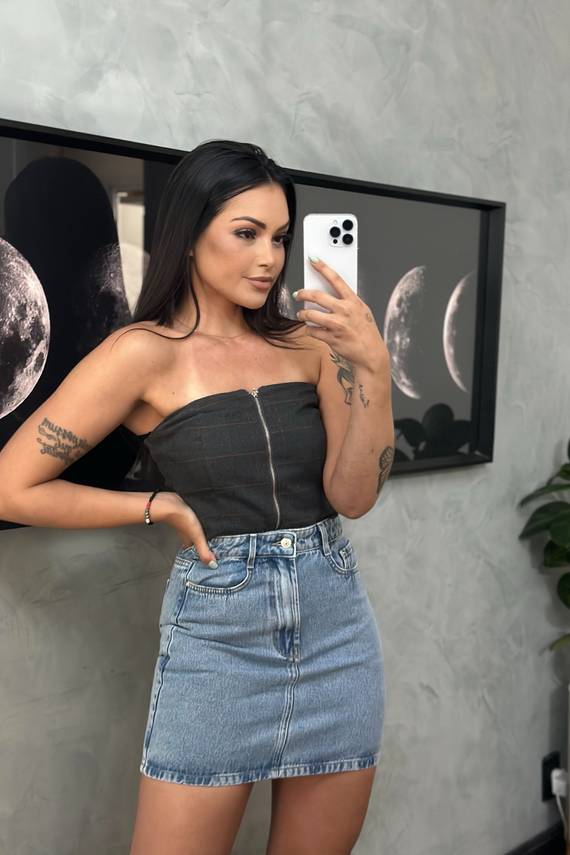 Saia Jenas Feminina Regular Curta com Cintura Alta - DZ7347