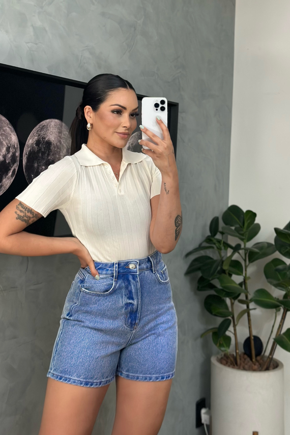 Shorts Jeans Feminino Setentinha com Abertura Lateral - DZ6670