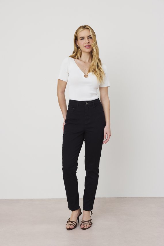 Calça Feminina Mom Fit Cigarrete Cintura Alta - DZ21228.PRE