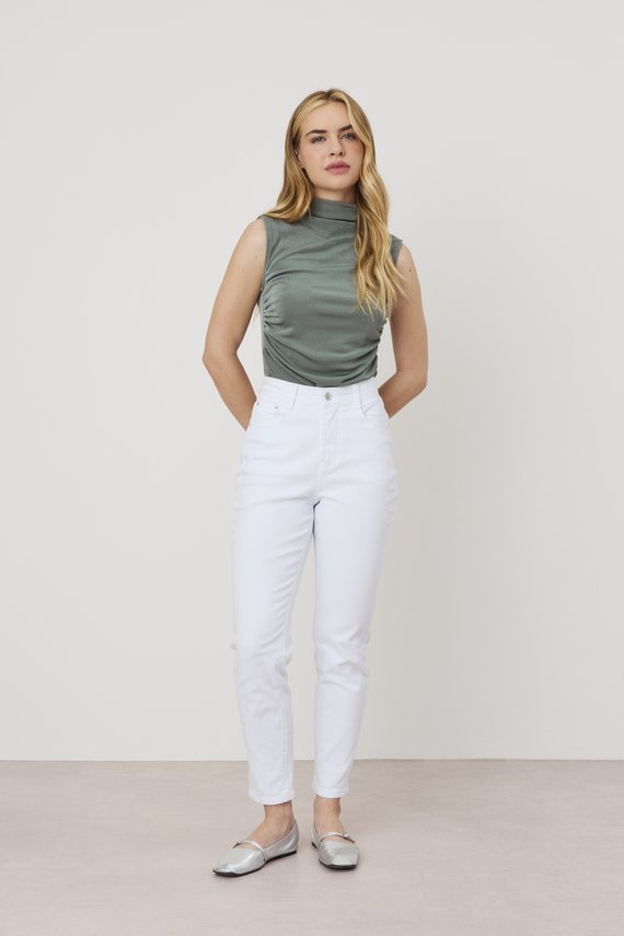 Calça Jeans Feminina Mom Fit Cigarrete Cintura Alta - DZ20526.B