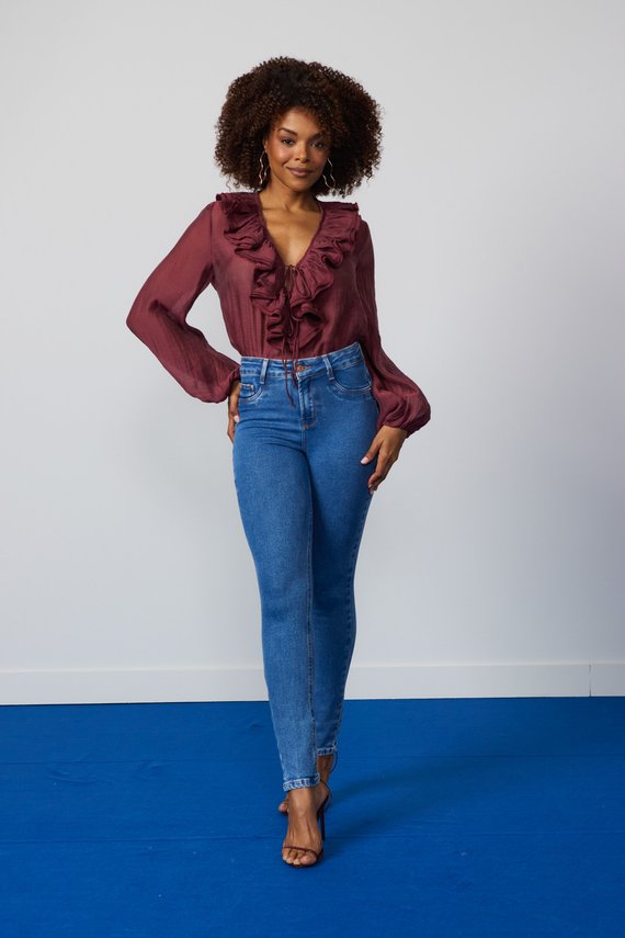 Calça Jeans Feminina Skinny Cigarrete Cintura Média - DZ21337