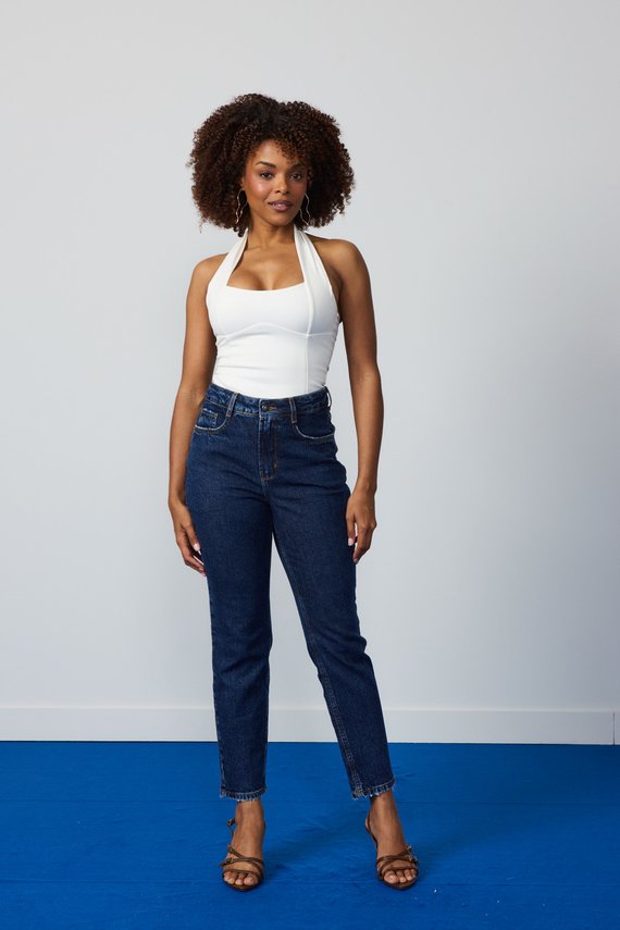 Calça Jeans Feminina Mom Fit Cigarrete Cintura Alta - DZ21347