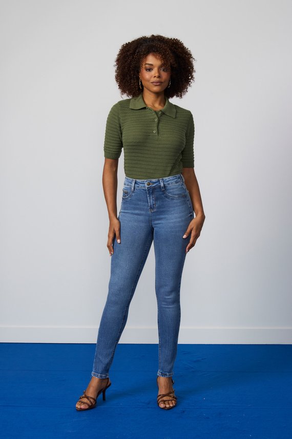 Calça Jeans Feminina Skinny Cigarrete Cintura Média - DZ21367