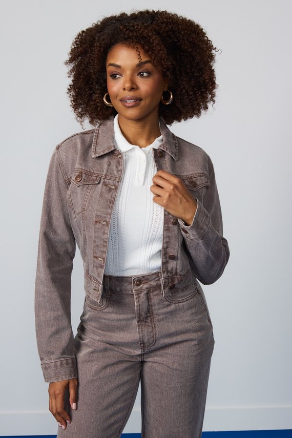 Jaqueta Jeans Feminina Regular Cropped Manga Longa - DZ9252