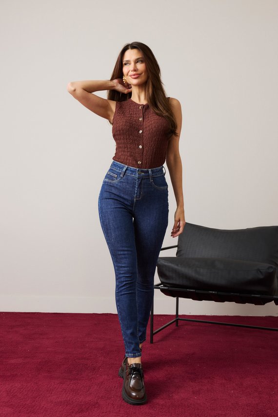 Calça Jeans Feminina Skinny Cigarrete Cintura Média- DZ21363