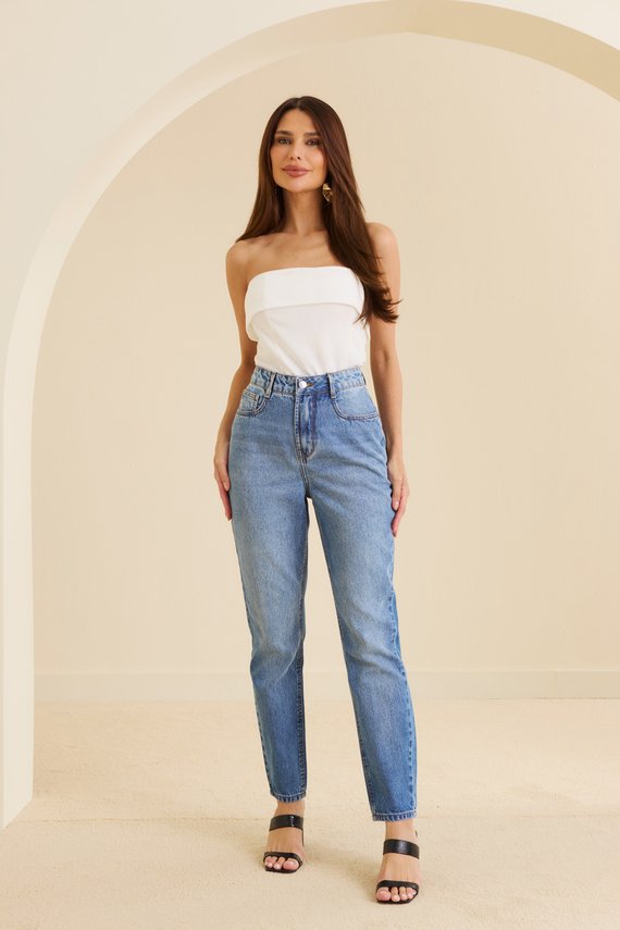 Calça Jeans Feminina Mom Cigarrete Cintura Alta - DZ21384