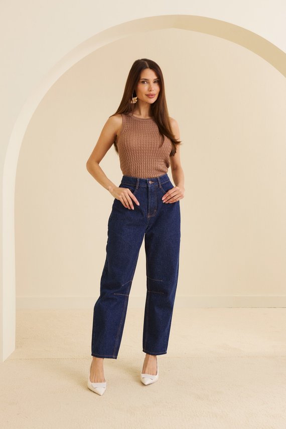 Calça Jeans Feminina Barril Cigarrete Cintura Alta - DZ21393