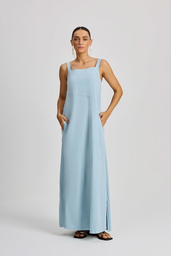 Vestido	Feminino Solto sem Mangas Alongado - IDX12012.AZU