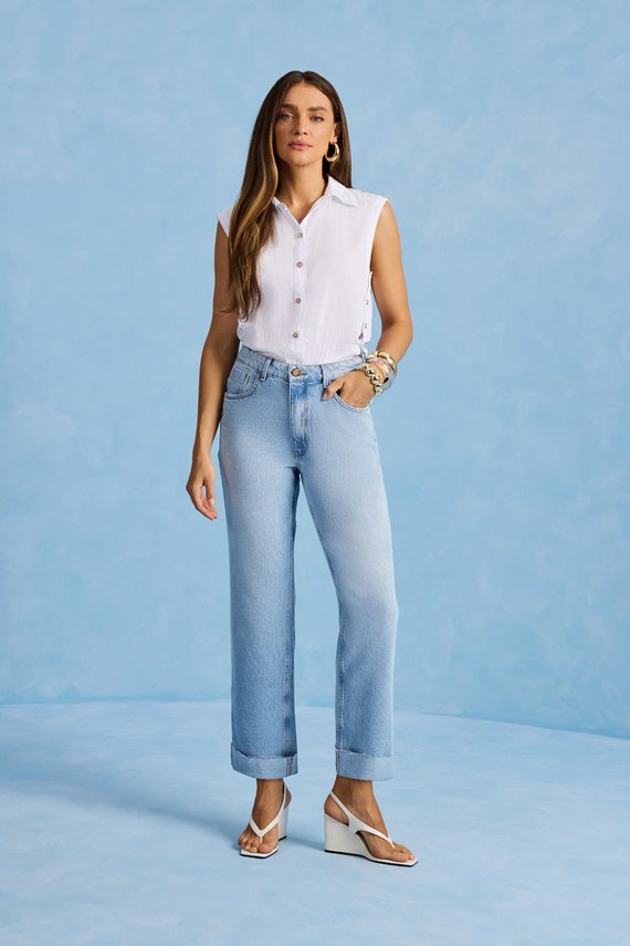 Calça Feminina California Reta com Cintura Alta Cigarrete - IDX20223