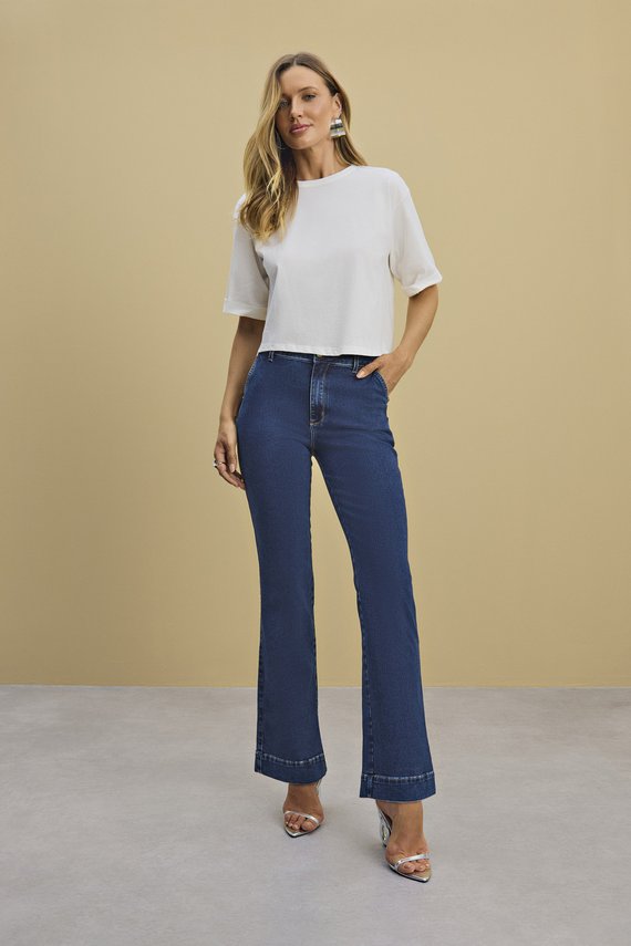 Calça Feminina Amsterdam Reta com Cintura Alta Tradicional - IDX20153