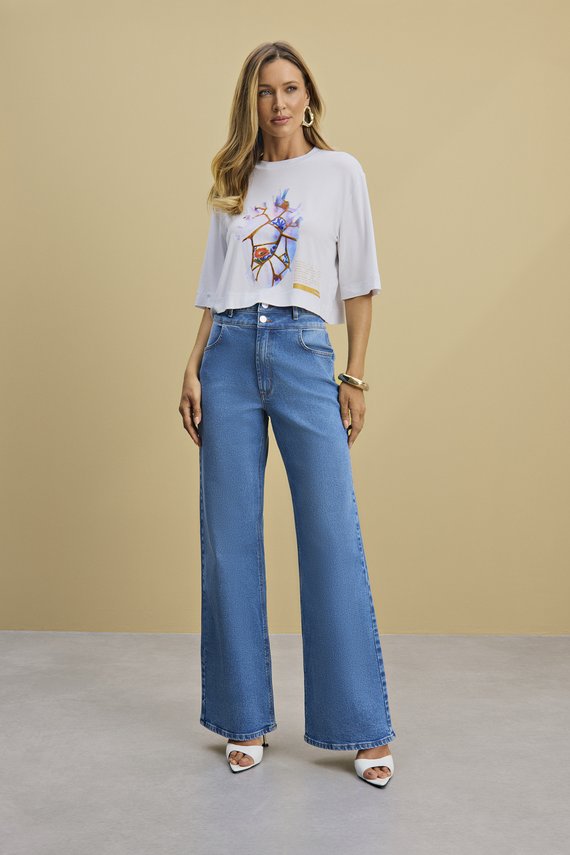 T-Shirt Feminina Ampla com Manga Curta Tradicional - IDX13017.BRA