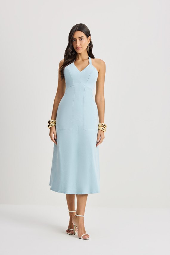 Vestido	Feminino Gode sem Mangas Midi - IDX12015.AZU