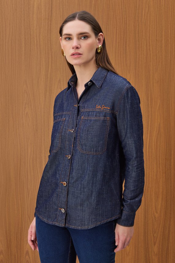 Camisa Feminina Ampla Manga Longa Curta- IDX11042