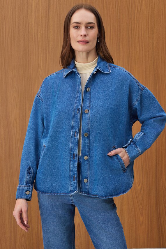 Camisa Feminina Oversized Manga Longa Tradicional sem Transfer (Duo IDX11045) - IDX11046