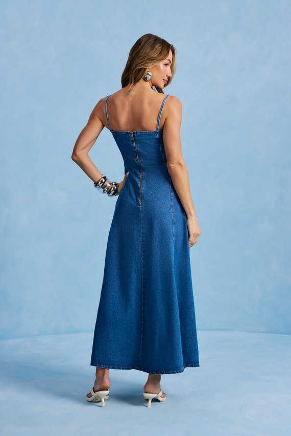 Vestido Feminino Acinturado sem Mangas Alongado - IDX12023