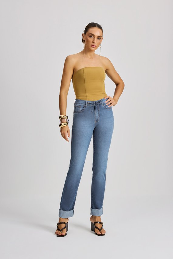 Calça Feminina London Reta com Cintura Média Tradicional - IDX20179