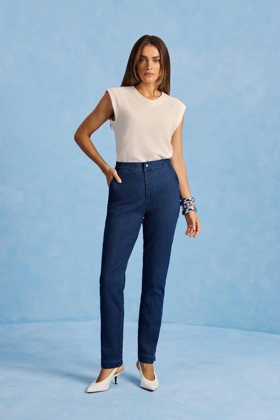 Calça Feminina Siena Alfaiataria Reta com Cintura Alta Tradicional - IDX20180