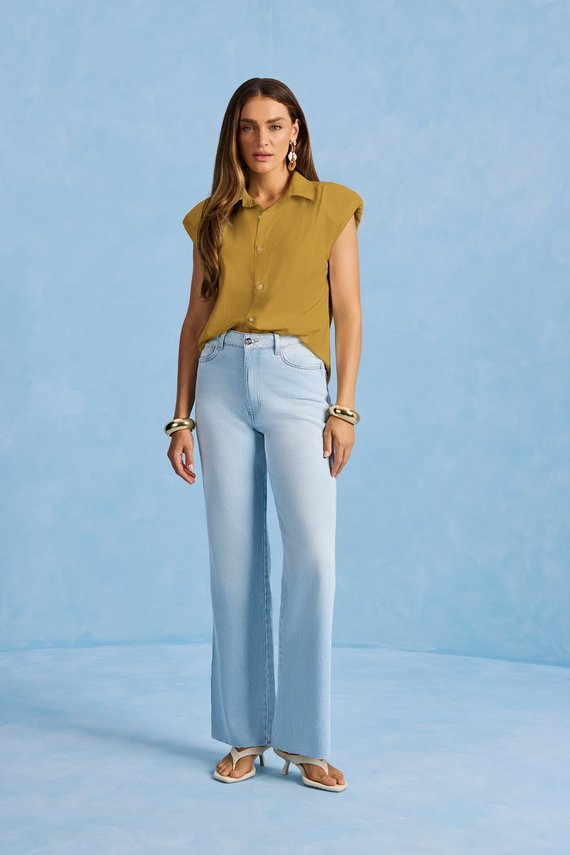 Calça Feminina Munique Wide Leg com Cintura Alta Tradicional - IDX20182