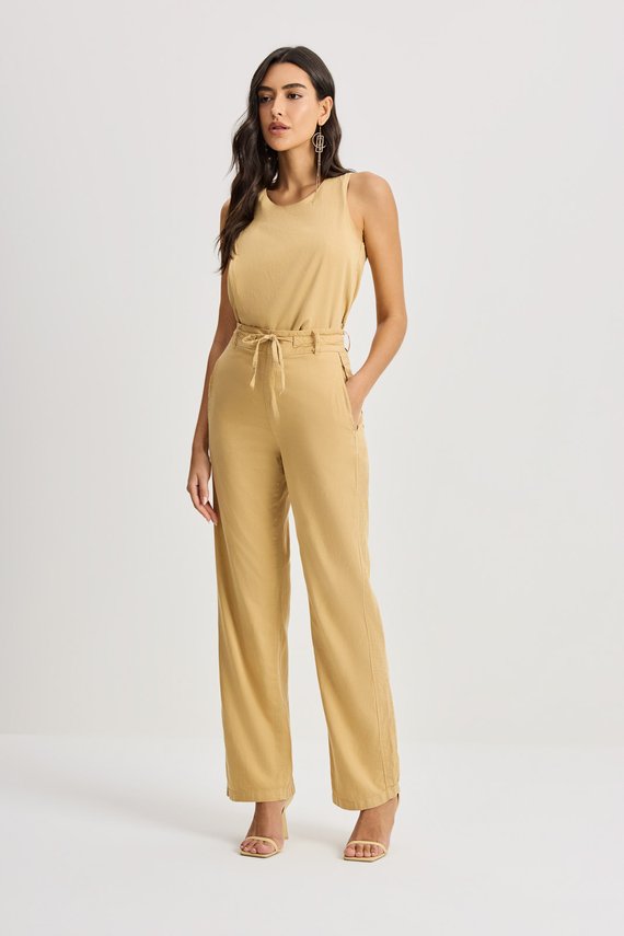 Calça Feminina Munique Wide Leg com Cintura Alta Tradicional - IDX20190.BEG