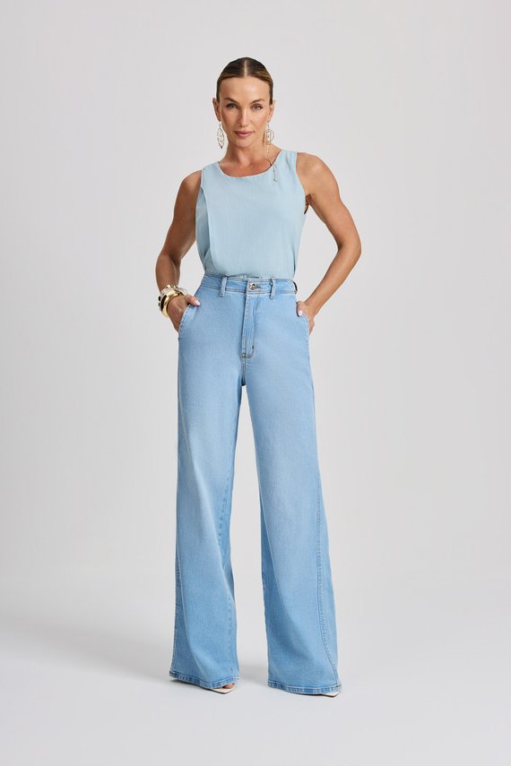 Calça Feminina Munique Wide Leg com Cintura Alta Tradicional - IDX20218