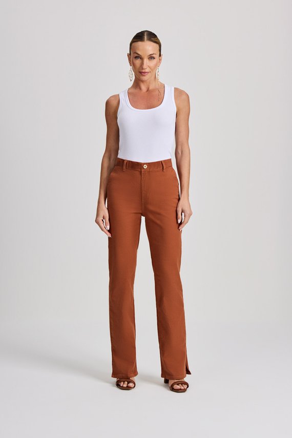 Calça Feminina Amsterdam Reta com Cintura Alta Tradicional - IDX20224.MAR