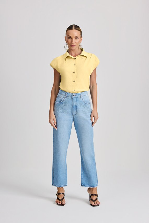 Calça Feminina Chicago Reta com Cintura Alta Cigarrete - IDX20249