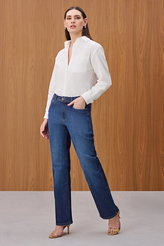 Calça Feminina London Reta Cintura Media Tradicional - IDX20287