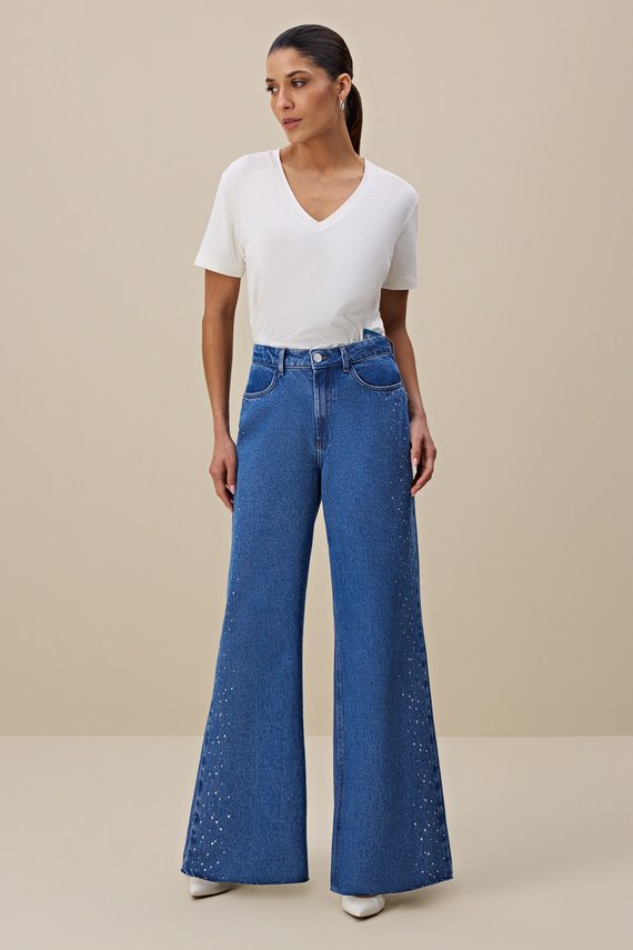 Calça Feminina Munique Wide Leg Cintura Alta Tradicional - IDX20301